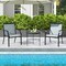 2 Piece Patio Dining Chairs with Fabric Seat and Metal Frame Suitable for Multiple Outdoor Places